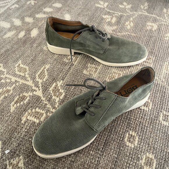 BORN Passi perforated Derby oxford shoes green suede 8.5 women - Picture 8 of 9